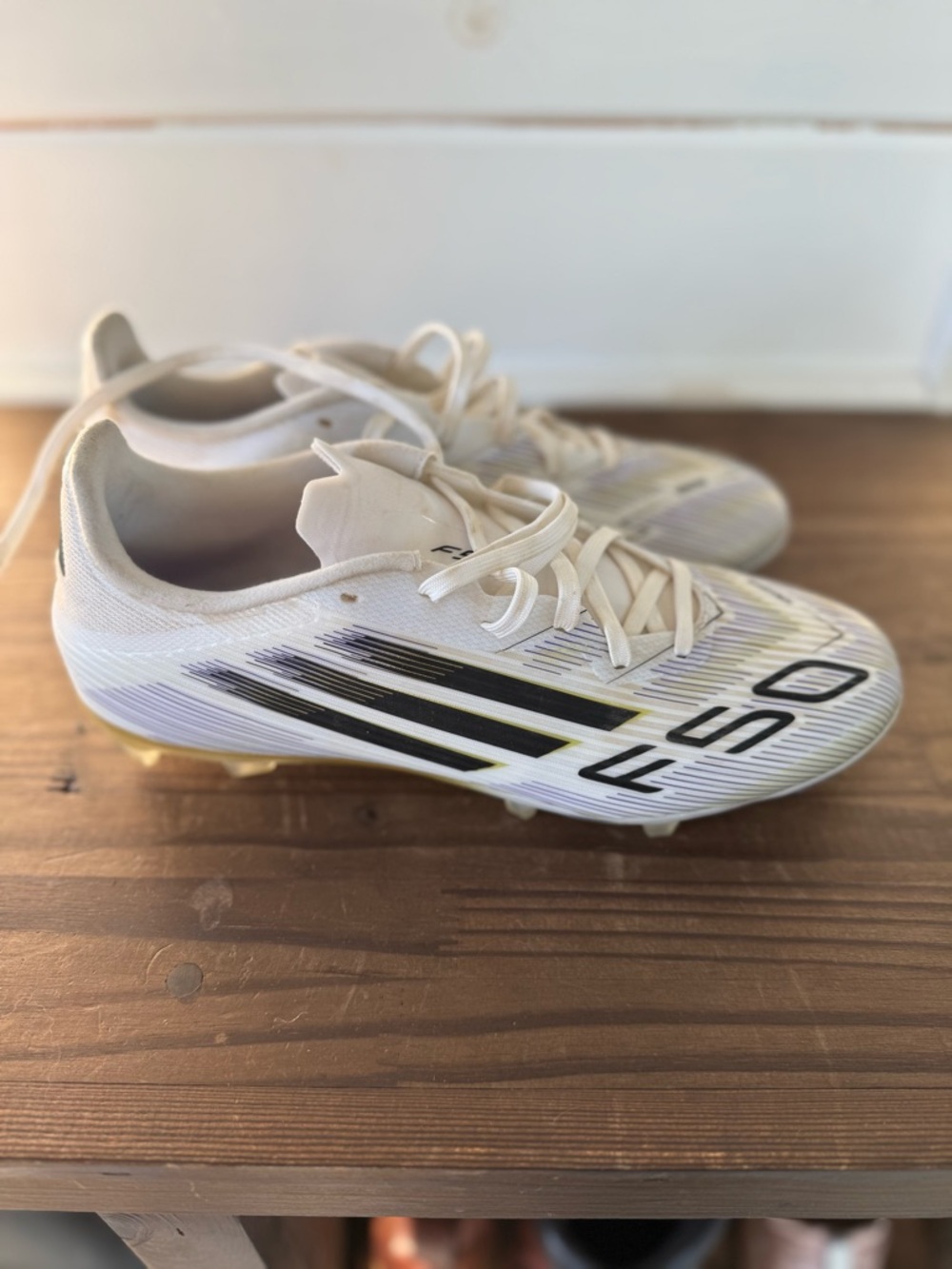 adidas F50 Soccer Cleats - White with Black Accents